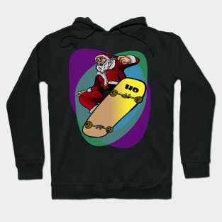 Santa on Skateboard Funny Santa colorful Hoodie